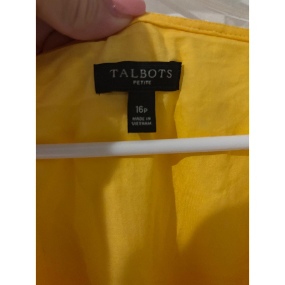 Talbots Eyelet Top Floral Embroidered Tie Waist Yellow Blouse Petite 16P - Picture 2 of 3